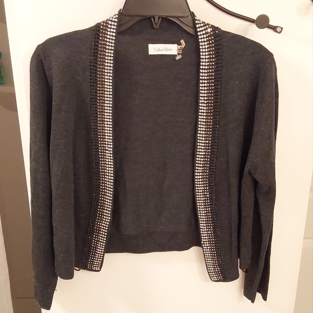 Calvin Klein embellished 3/4 sleeve shrug
